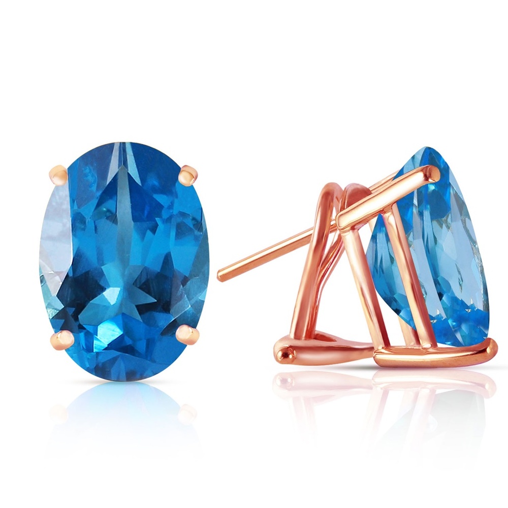 14K. GOLD FRENCH CLIPS EARRING WITH NATURAL BLUE TOPAZ (Rose Gold)
